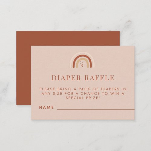 Terracotta Boho Rainbow Diaper Raffle Baby Shower Enclosure Card