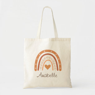 Terracotta Boho Rainbow Kids name  Tote Bag