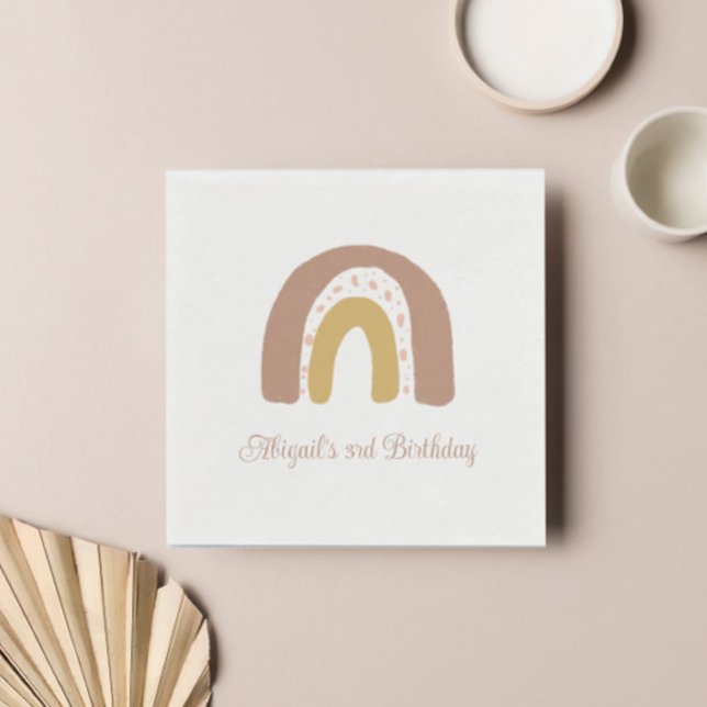 Terracotta Boho Rainbow Minimalist Birthday Party Napkins (Creator Uploaded)