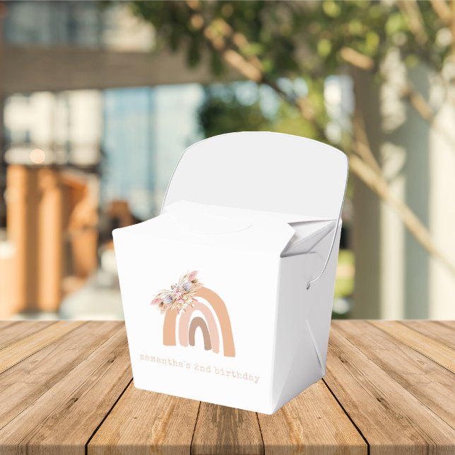 Terracotta Boho Rainbow Pampas Grass Birthday Favor Boxes (Creator Uploaded)