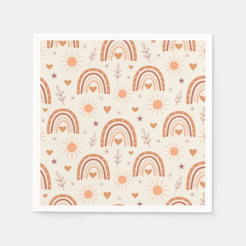 Terracotta  boho rainbow pattern   baby shower  napkins