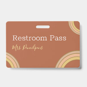 Terracotta Boho Rainbow Personalized Hall Pass Badge