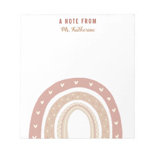 Terracotta Boho Rainbow Thank You Gift Notepad