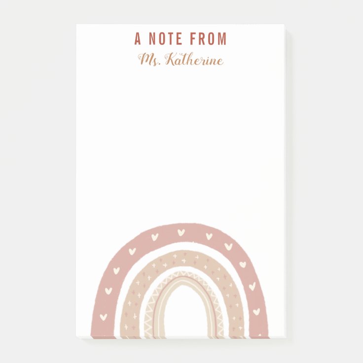 Terracotta Boho Rainbow Thank You Gift Post-it Notes | Zazzle