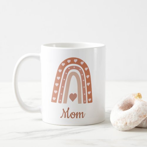 Terracotta Boho Rainbow with hearts Mom  Coffee Mug