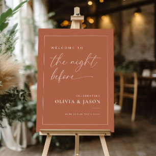 Terracotta Boho Rehearsal Dinner Welcome Sign
