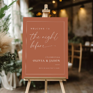 Terracotta Boho Rehearsal Dinner Welcome Sign