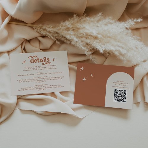 Terracotta Boho Retro Wedding Stationery Enclosure Card