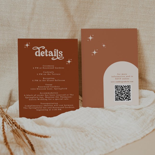 Terracotta Boho Retro Wedding Stationery Enclosure Card (Creator Uploaded)