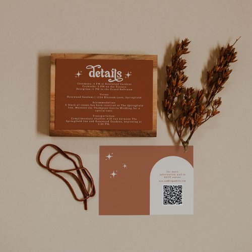 Terracotta Boho Retro Wedding Stationery Enclosure Card