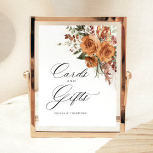 Terracotta Boho Rose Cards & Gifts Wedding Table Pedestal Sign