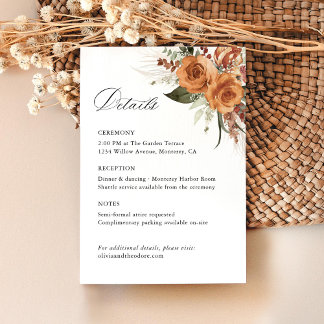 Terracotta Boho Rose Wedding Details, Ceremony Enclosure Card