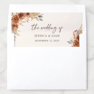 Terracotta Boho Rustic Fall Floral Wedding Envelope Liner