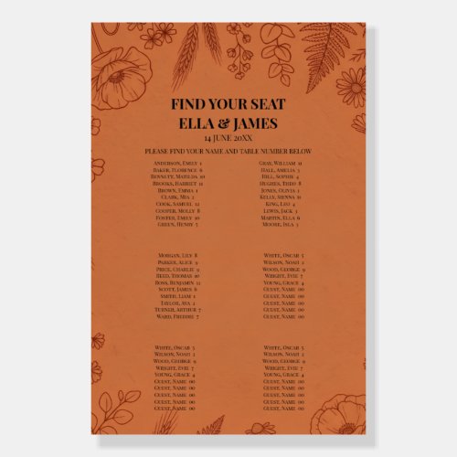 Terracotta Boho Seating Chart Sign