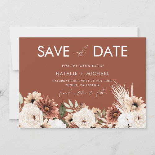 Terracotta Boho Summer  Fall Wedding Save The Date