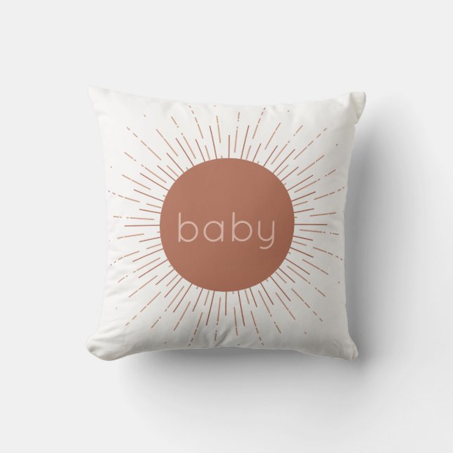 Terracotta Boho Sun Throw Pillow (Front)