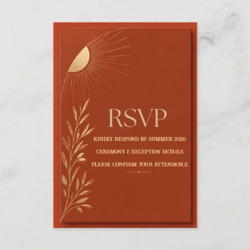 Terracotta Boho Sun Wedding RSVP Card
