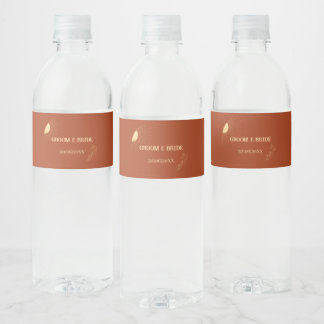 Terracotta Boho Sun Wedding Water Bottle Label