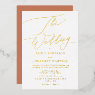 Terracotta Boho The Wedding of | Gold Foil Invitation