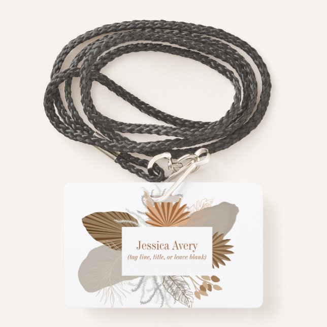 Terracotta Boho Tropical Floral  Badge (Front with Lanyard)