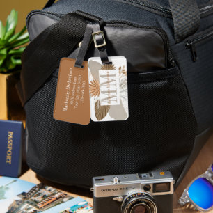 Terracotta Boho Tropical Monogram Luggage Tag
