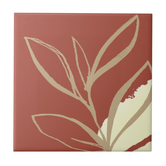 Terracotta Boho Watercolor Ceramic Tile (Front)