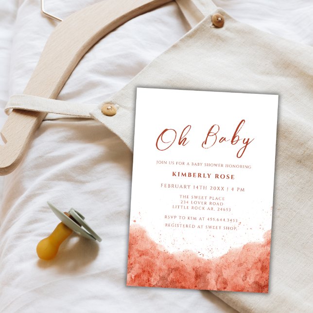 Terracotta Boho Watercolor Desert Baby Shower Invitation (Terracotta Boho Watercolor Desert Baby Shower Invitation)