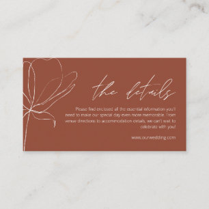 Terracotta Boho Wedding Details Enclosure Card