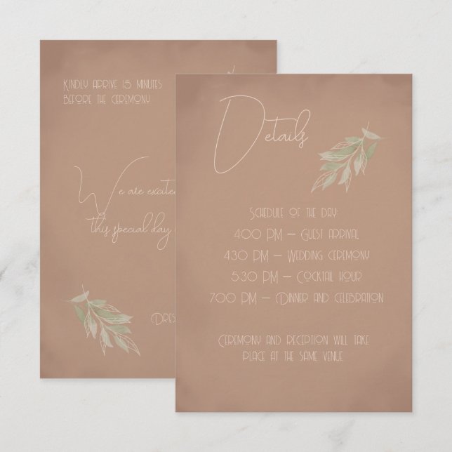 Terracotta Boho Wedding Enclosure Card (Front/Back)