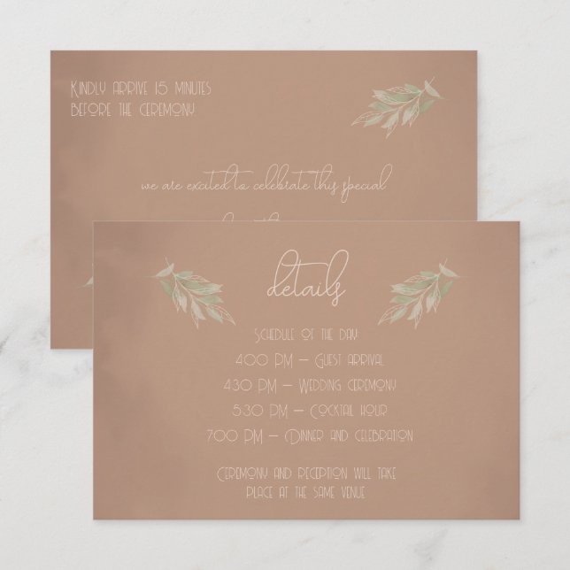 Terracotta Boho Wedding Enclosure Card (Front/Back)