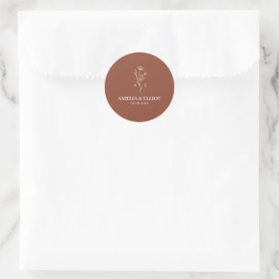 Terracotta Boho Wedding Envelope Seal Sticker