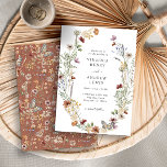 Terracotta Boho Wedding Invitation<br><div class="desc">Terracotta Boho Wedding Invitation. This stylish & elegant wedding invitation features gorgeous hand-painted watercolor wildflowers arranged as a lovely wreath with a lovely pattern on the back. Find matching items in the Terracotta Boho Wildflower Wedding Collection.</div>