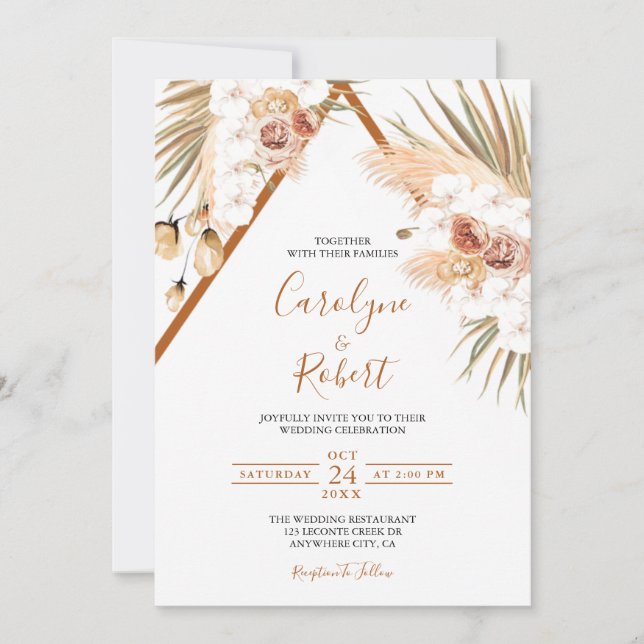 Terracotta Boho Wedding Invitation Template (Front)