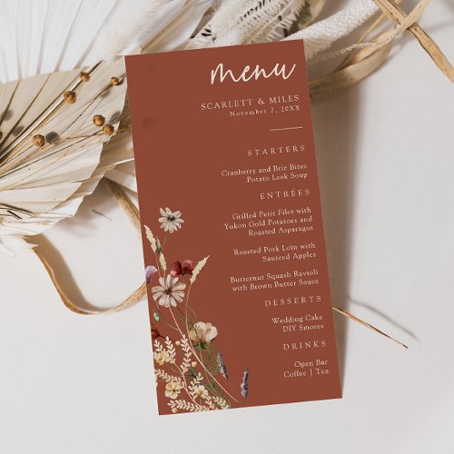 Terracotta Boho Wedding Menu