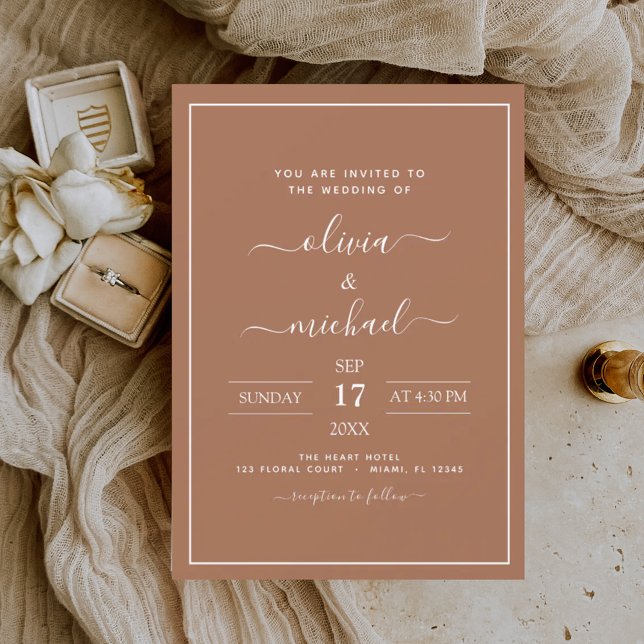 Terracotta Boho Wedding Modern Simple Invitation (Creator Uploaded)
