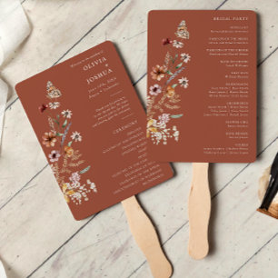 Terracotta Boho Wedding Program Hand Fan