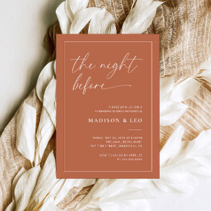 Terracotta Boho Wedding Rehearsal Dinner Invitation