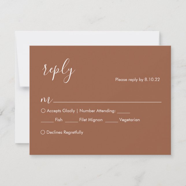 Terracotta Boho Wedding RSVP Card, Meal Options Card (Front)