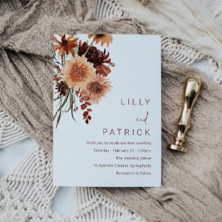 Terracotta Boho Wedding: Summer & Fall Floral Invitation