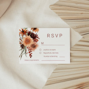 Terracotta Boho Wedding: Summer & Fall Floral RSVP Card