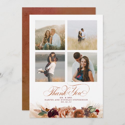 Terracotta Boho Wedding Two Sided Thank You Photo