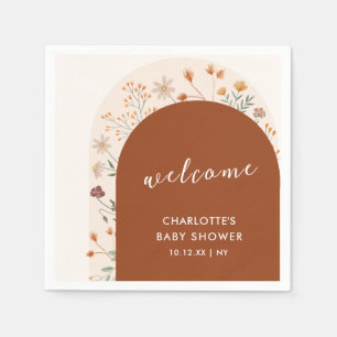 Terracotta Boho Wildflower Arch Baby Shower  Napkins