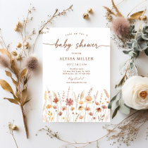 Terracotta Boho Wildflower Baby Shower Invitation