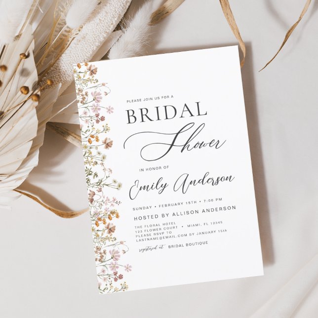 Terracotta Boho Wildflower Bridal Shower Elegant Invitation (Creator Uploaded)