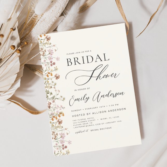 Terracotta Boho Wildflower Bridal Shower Elegant Invitation (Creator Uploaded)