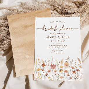 Terracotta Boho Wildflower Bridal Shower Invitation