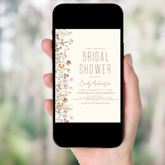 Terracotta Boho Wildflower Bridal Shower  Invitation (Front Digital)