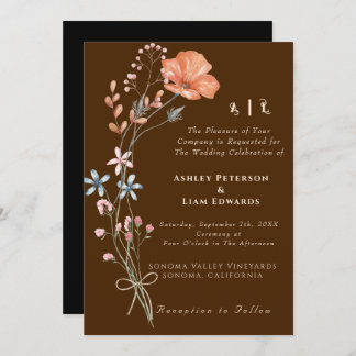 Terracotta Boho Wildflower Fall Wedding Invitation