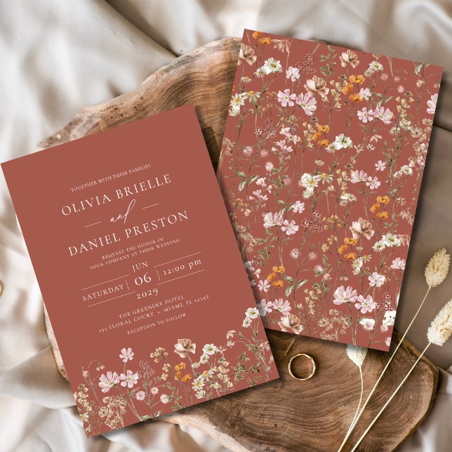 Terracotta Boho Wildflower Garden Wedding Invitation (Creator Uploaded)