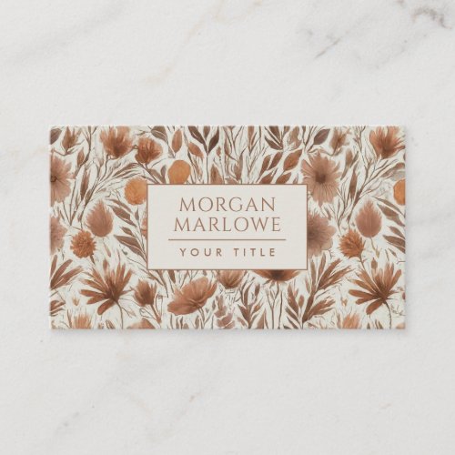 Terracotta Boho Wildflowers Floral Pattern Business Card